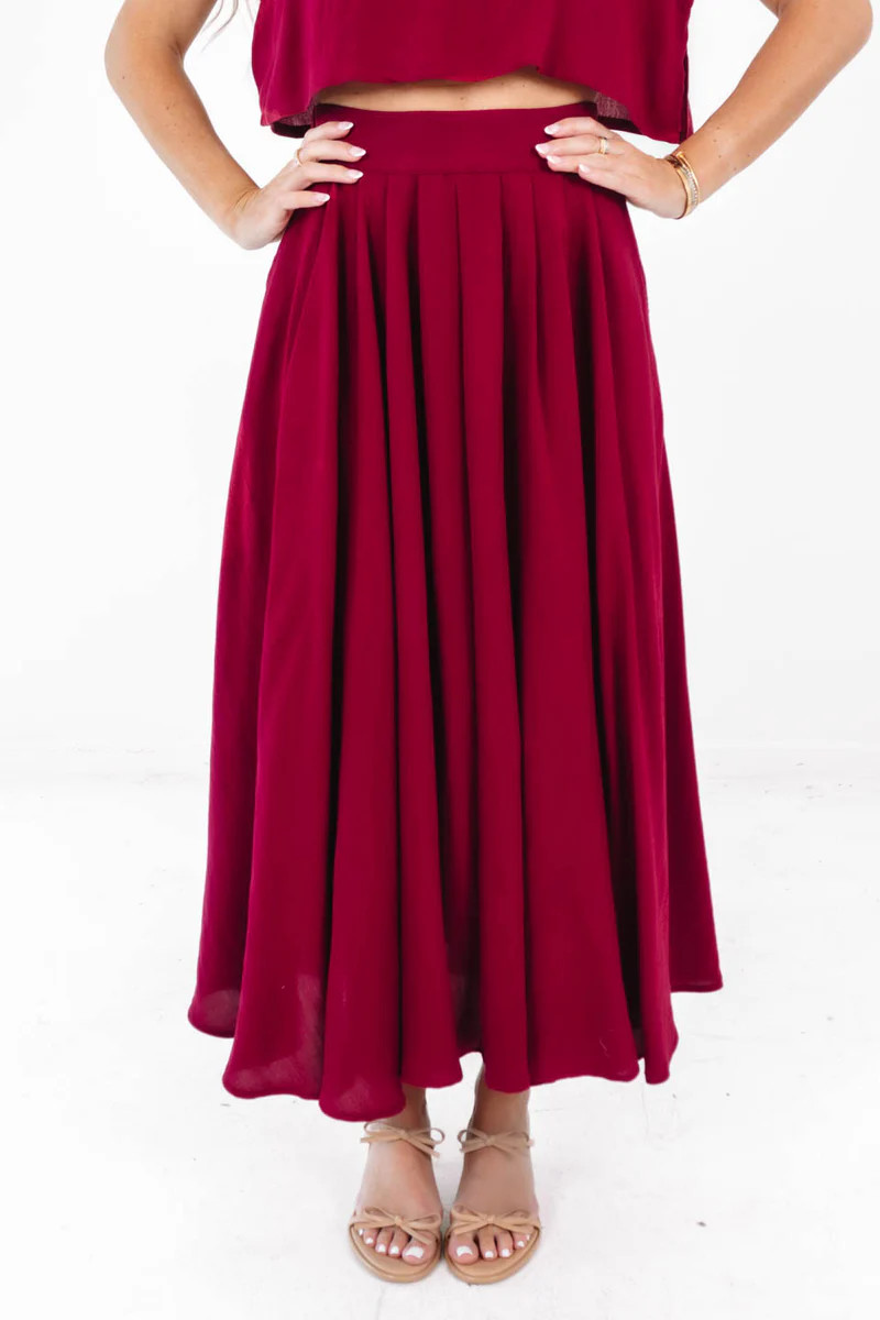 Star Gazer Midi Skirt - Burgundy | The Impeccable Pig