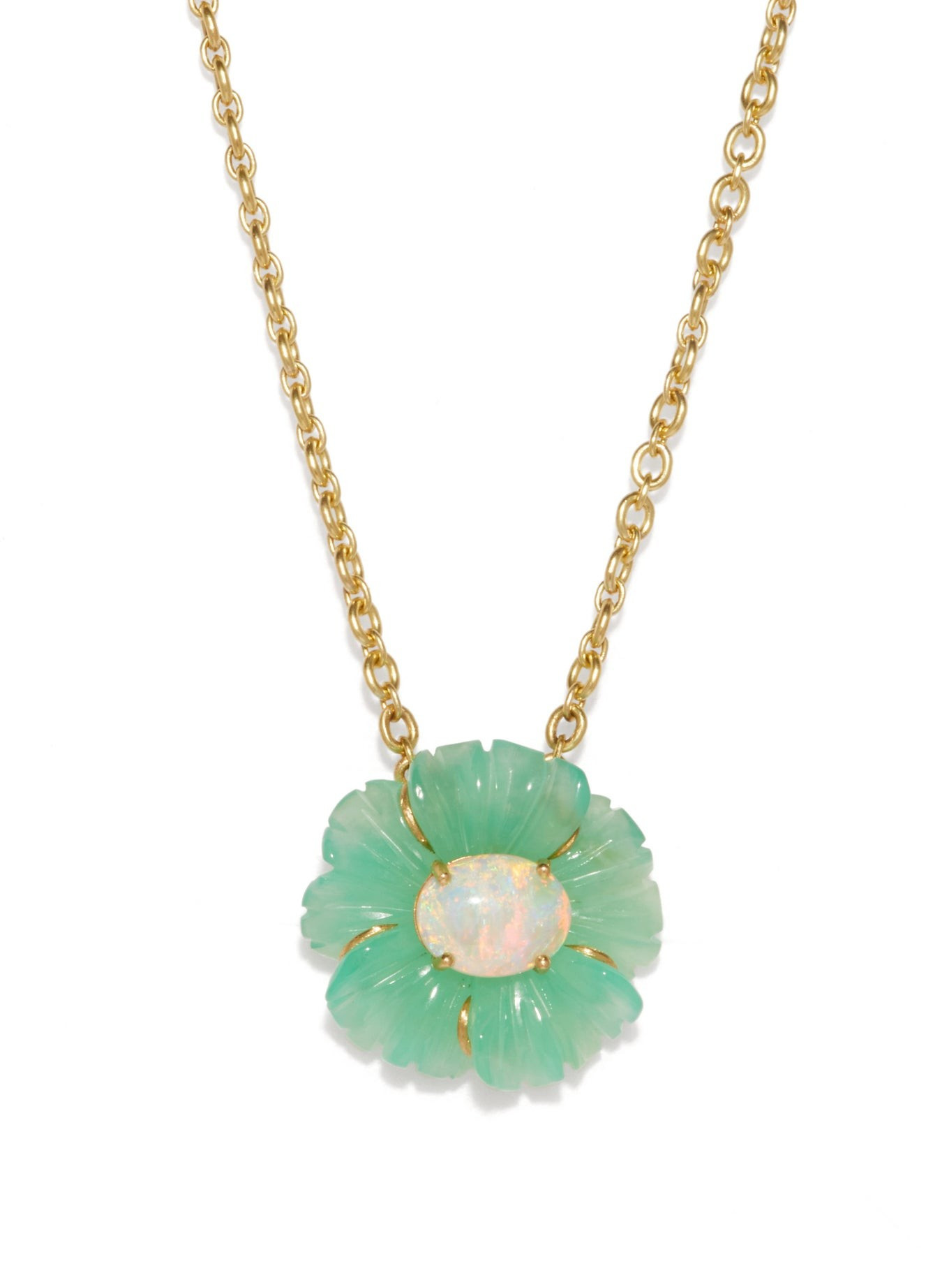 Tropical Flower opal, calcite & 18kt gold necklace | Matches (UK)