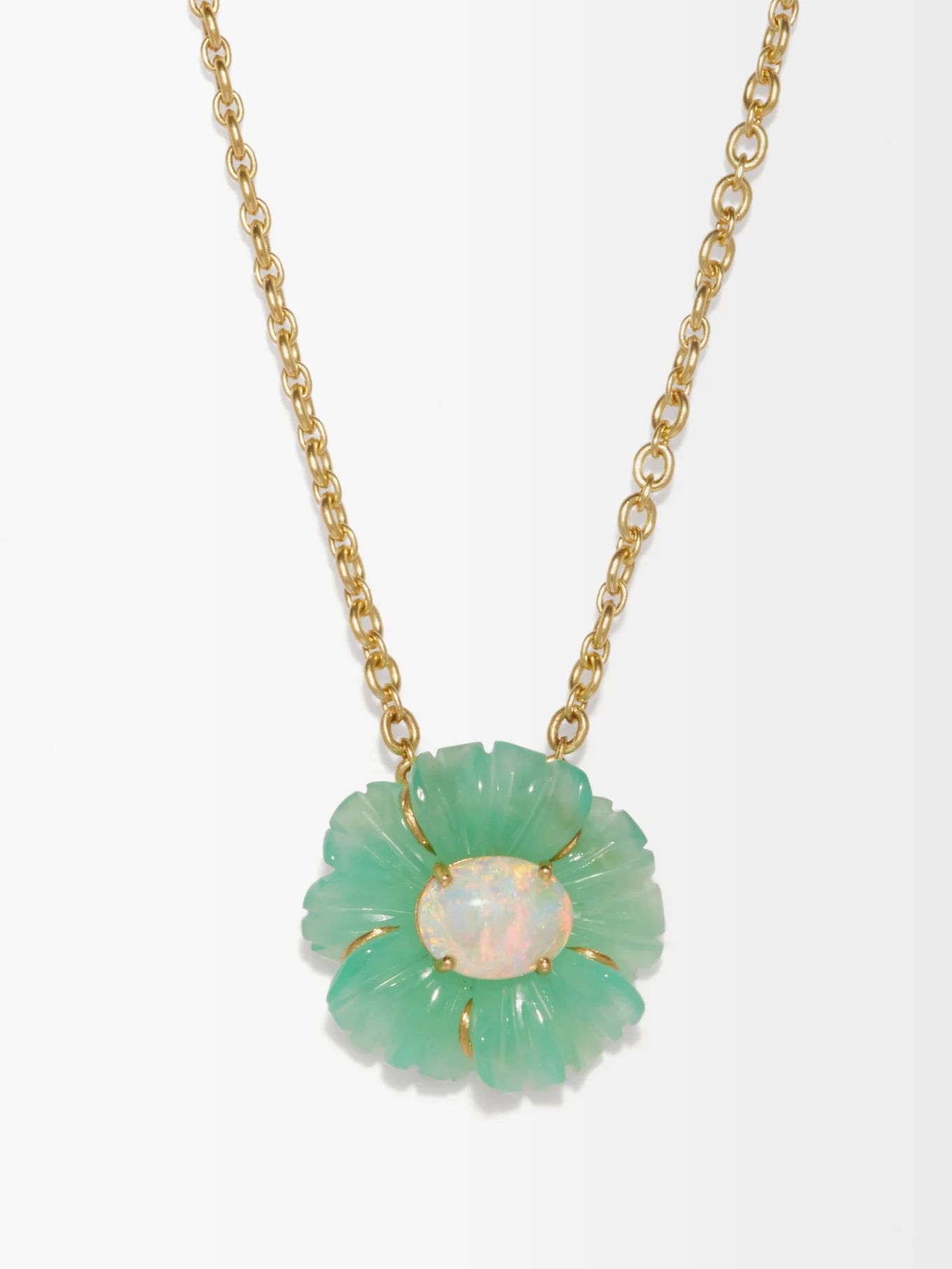 Tropical Flower opal, calcite & 18kt gold necklace | Matches (UK)