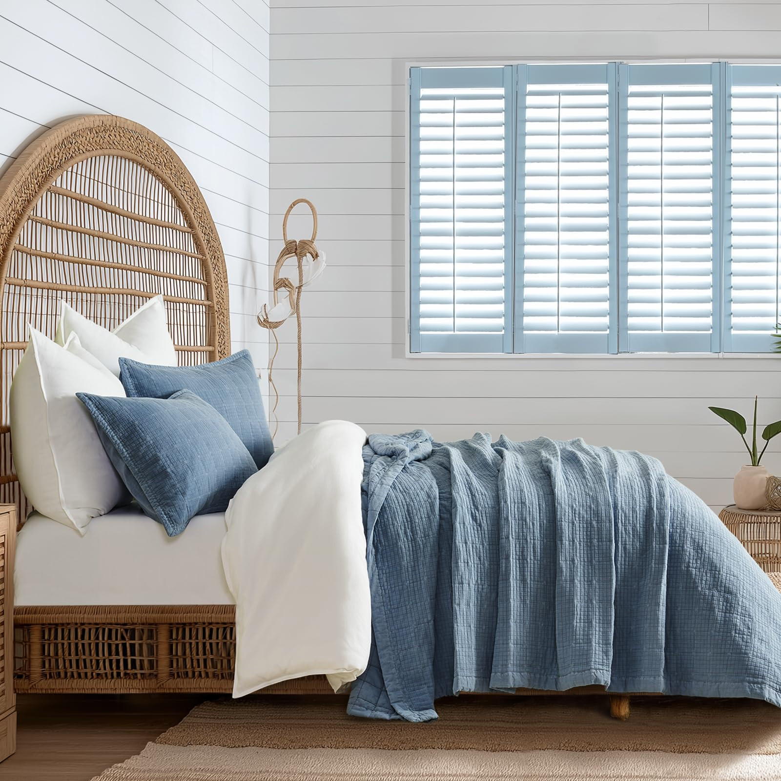 Stonewashed Cotton Quilt Set Queen Size, Ultra Soft Oversized Bedspread Coverlet Set, Lightweight... | Amazon (US)