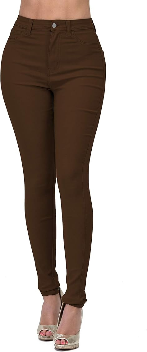 High Waisted-Rise Colored Stretch Skinny Destroyed Ripped Distressed Jeans for Women Olive Mustard R | Amazon (US)