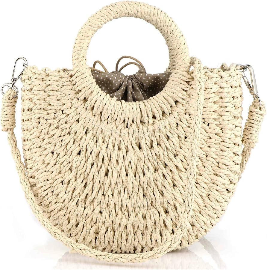 Women Straw Crossbody Bag Summer Beach Weave Shoulder Bag Rattan | Amazon (US)