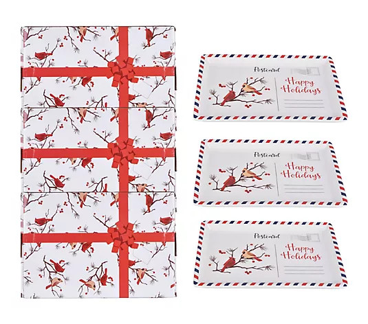 Temp-tations Set of 3 10x6 Rectangular Postcard Platters - QVC.com | QVC