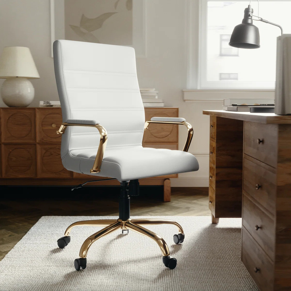 Ergonomic Upholstered High-Back Swivel Office Chair | Wayfair North America
