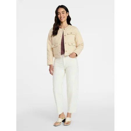 Time and Tru Women's Quilted Cotton Jacket, Sizes XS-XXXL | Walmart (US)