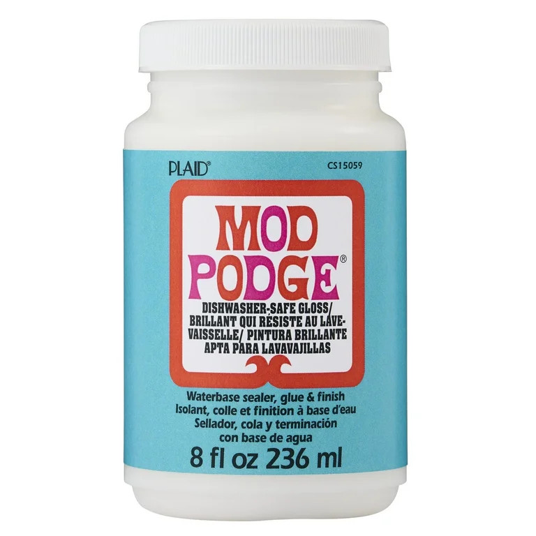 Mod Podge Dishwasher Safe Sealer, Glue, and Finish, Gloss Finish, Clear, 8 fl oz | Walmart (US)
