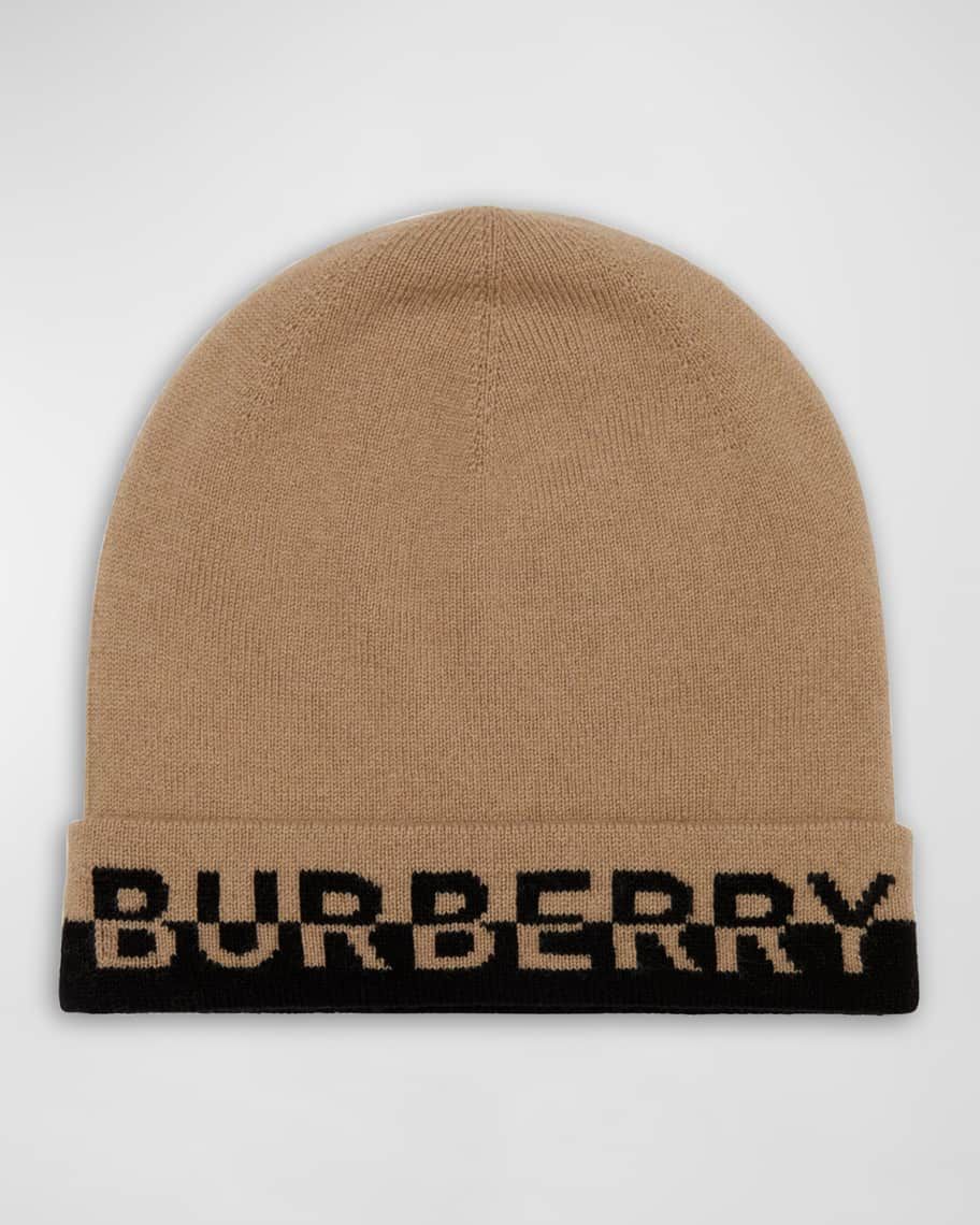 Burberry Two-Tone Logo Cashmere-Blend Beanie | Neiman Marcus