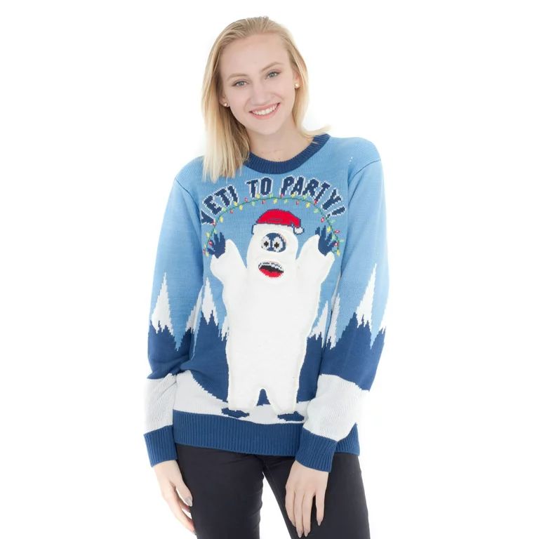 Yeti to Party Abominable Snowman Light up Blue Ugly Christmas Sweater | Walmart (US)