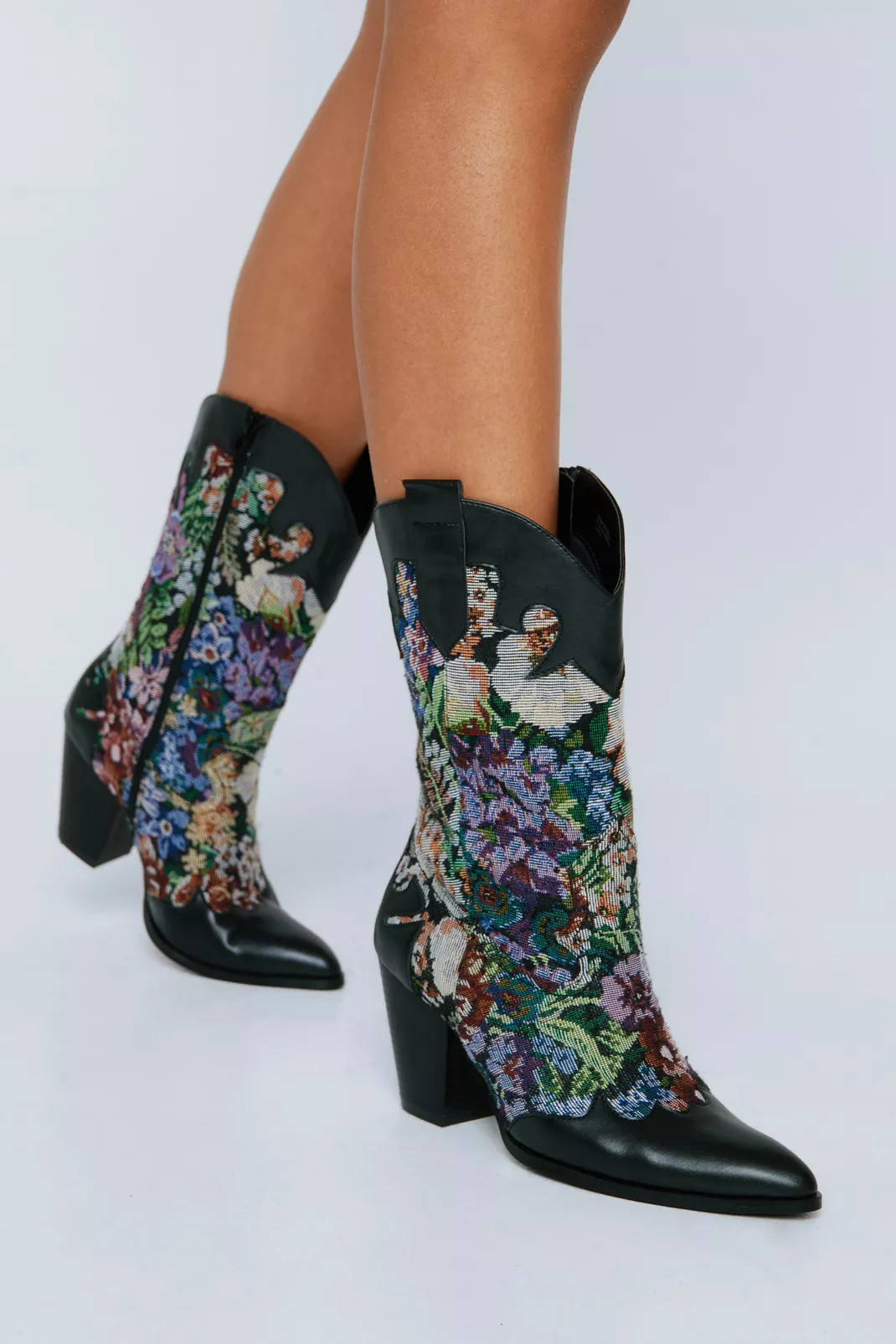 Faux Leather Floral Embriodered Wetsern Boot | Nasty Gal (US)