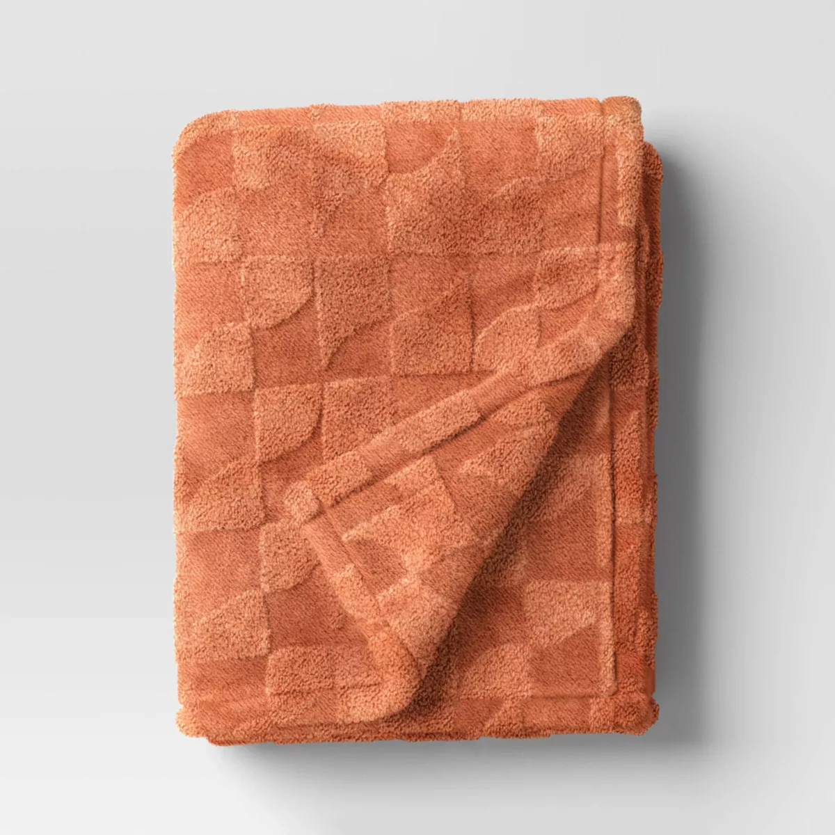 Geometric Jacquard Faux Shearling Throw Blanket Terracotta - Room Essentials™: Lightweight, 50x... | Target