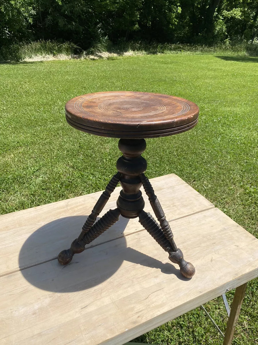 Antique Piano Stool TONK Chicago NYC Solid Wood Spin Iron Stick And Ball  | eBay | eBay US