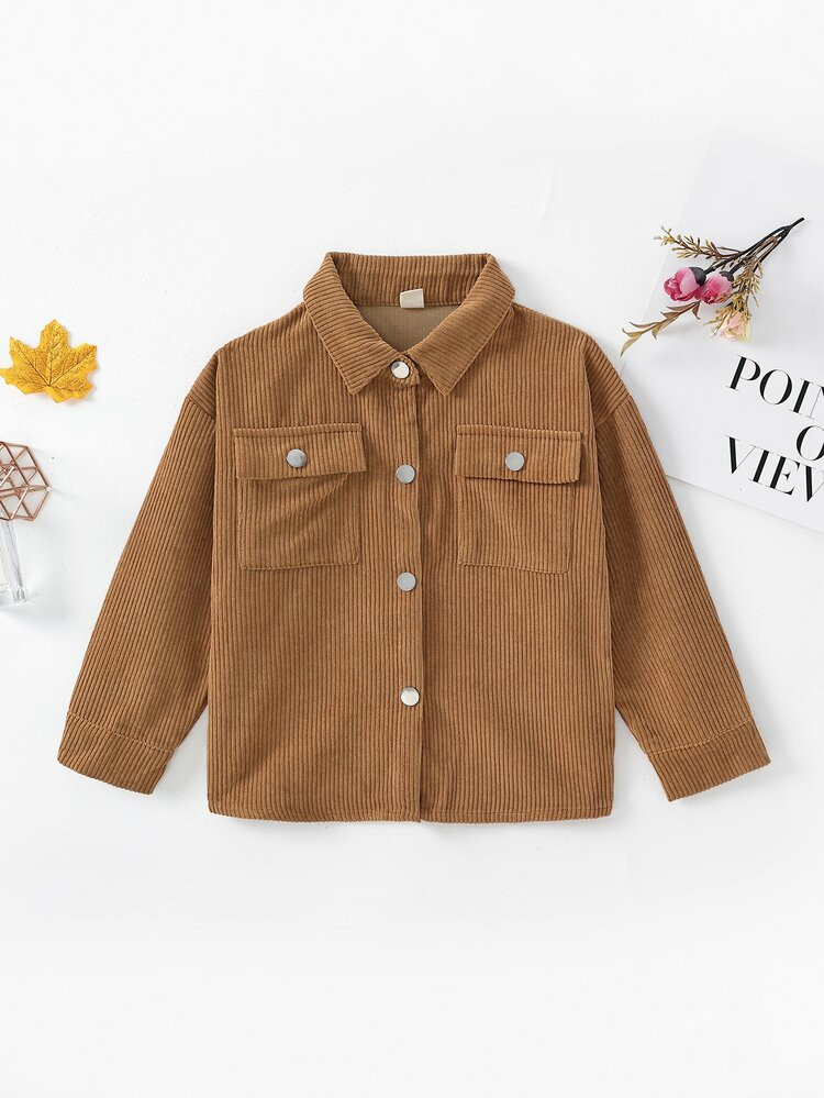 Toddler Girls Flap Pocket Corduroy Coat | SHEIN