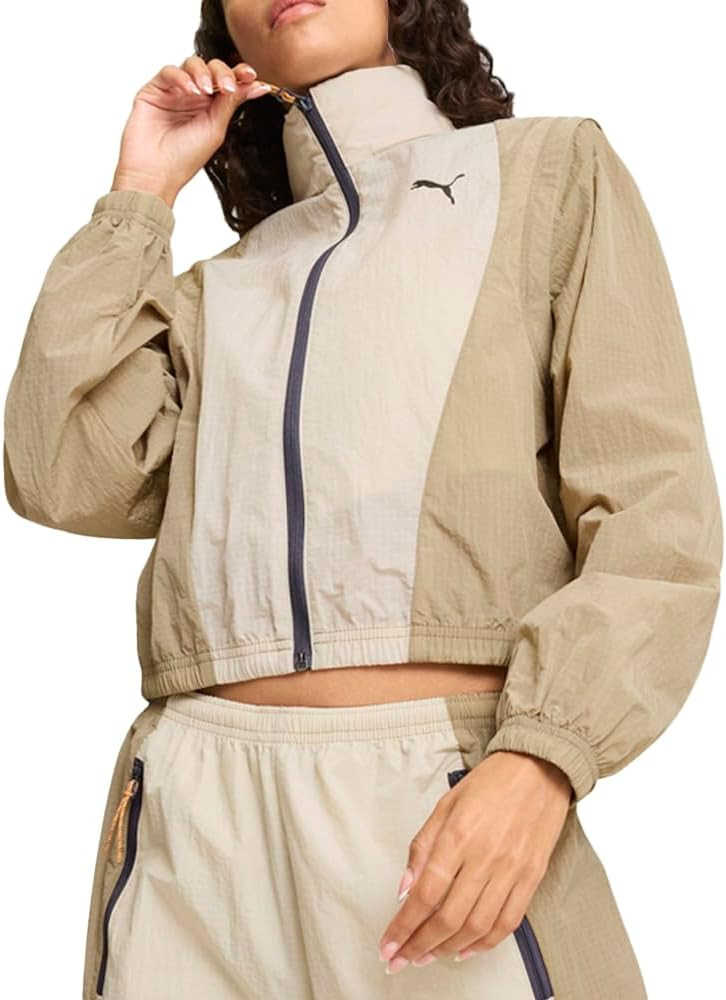 PUMA Womens Dare To Modular Jacket Athletic Outerwear Casual - Beige, White - Size M | Amazon (US)
