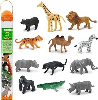Safari Ltd. Wild TOOB - 12 Mini Figurines: Giraffe, Bear, Tiger, Camel, Lion, Crocodile, Gorilla,... | Amazon (US)