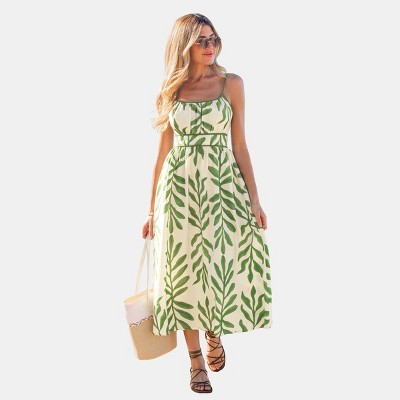 Cupshe Women's Breezy Botanical Beach Maxi Dress-S-Green | Target