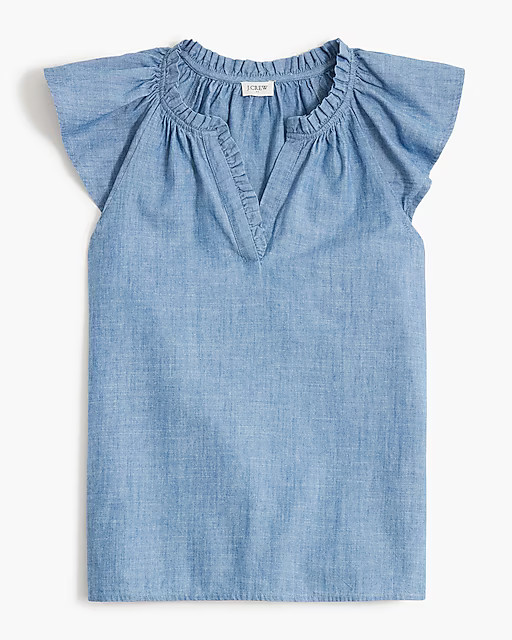 Chambray flutter-sleeve top | J.Crew Factory
