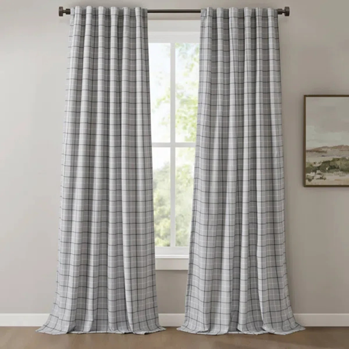 Anaheim Woven Plaid Room Darkening Thermal Fleece Lined Single Curtain Panel | Wayfair North America