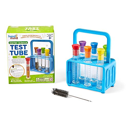 hand2mind Starter Science Test Tube Set, Flat Bottom Test Tubes, Science Lab for Kids, Test Tube Rack, Science Supplies,Test Tubes with Lids, Science Experiments, Science Kits for Kids (Six Tubes) | Amazon (US)