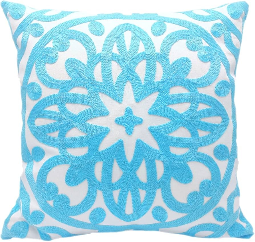 Alysheer Embroidered Decorative Throw Pillow Cover 18x18, Cozy Fashion Mandala Knit Pattern, Soft 10 | Amazon (US)