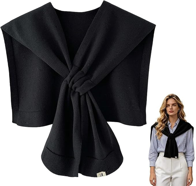 Sweater Shawl Wraps for Women Fashion Knitted Shoulder Shawls Ponchos Casual Sweaters Scarf Cape ... | Amazon (US)