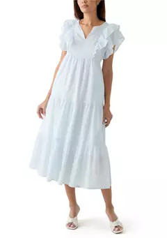 Women's Ruffle Sleeve Split Neck Dress | Belk