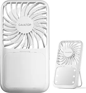 Gaiatop Handheld Mini Fan, 3 Speed Portable Lash Fan Makeup Mirror with LED Light, 2000mAh USB Re... | Amazon (US)