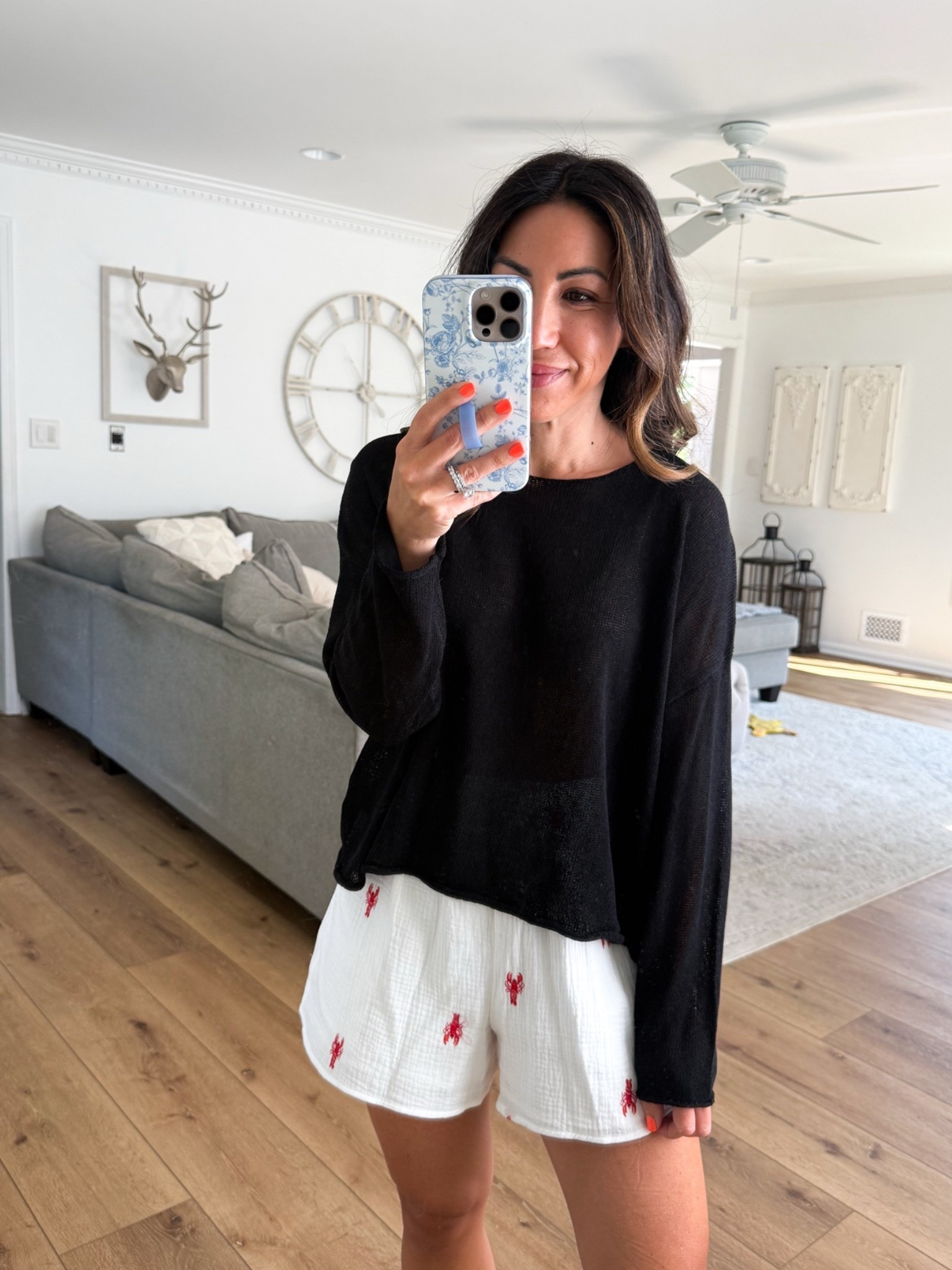 Code FAVS50 for 50% off at Social Threads. 
Small black sweater. Small gauze shorts.

#LTKSaleAlert #LTKOver40