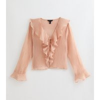 Women's Light Pink Ruffled Tie Neck Blouse New Look | New Look (UK)