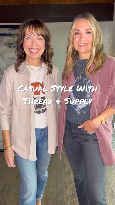 Incoming: cozy layers on repeat!🍂 @threadandsupply has the softest shackets, tops, and jackets to create the cutest casual fall looks:
1️⃣A button shirt or shacket over a cool graphic tee and jeans 
2️⃣A long sleeve shirt with comfy pants & sandals
3️⃣A hoodie & quilted jacket with faux leather leggings and sneakers
•
Comment “LINKS” and we will send an automated message with our outfit links to your DM! You can also shop on by clicking on the link in our profile! Links will be in our stories too!🛍️
 Thread &Supply, shacket, Graphic tee, Anine Bing, Nisolo boots, Nisolo bag, 

#LTKshoecrush #LTKstyletip #LTKfindsunder100