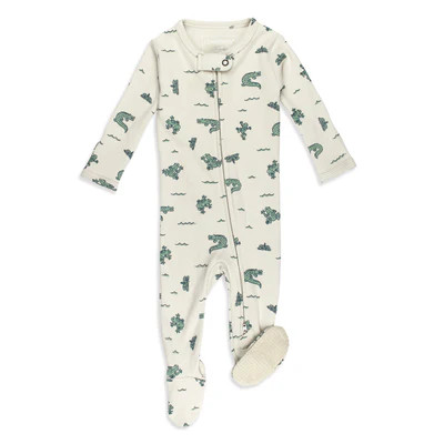 Alligator | Organic Zipper Footie | L'ovedbaby