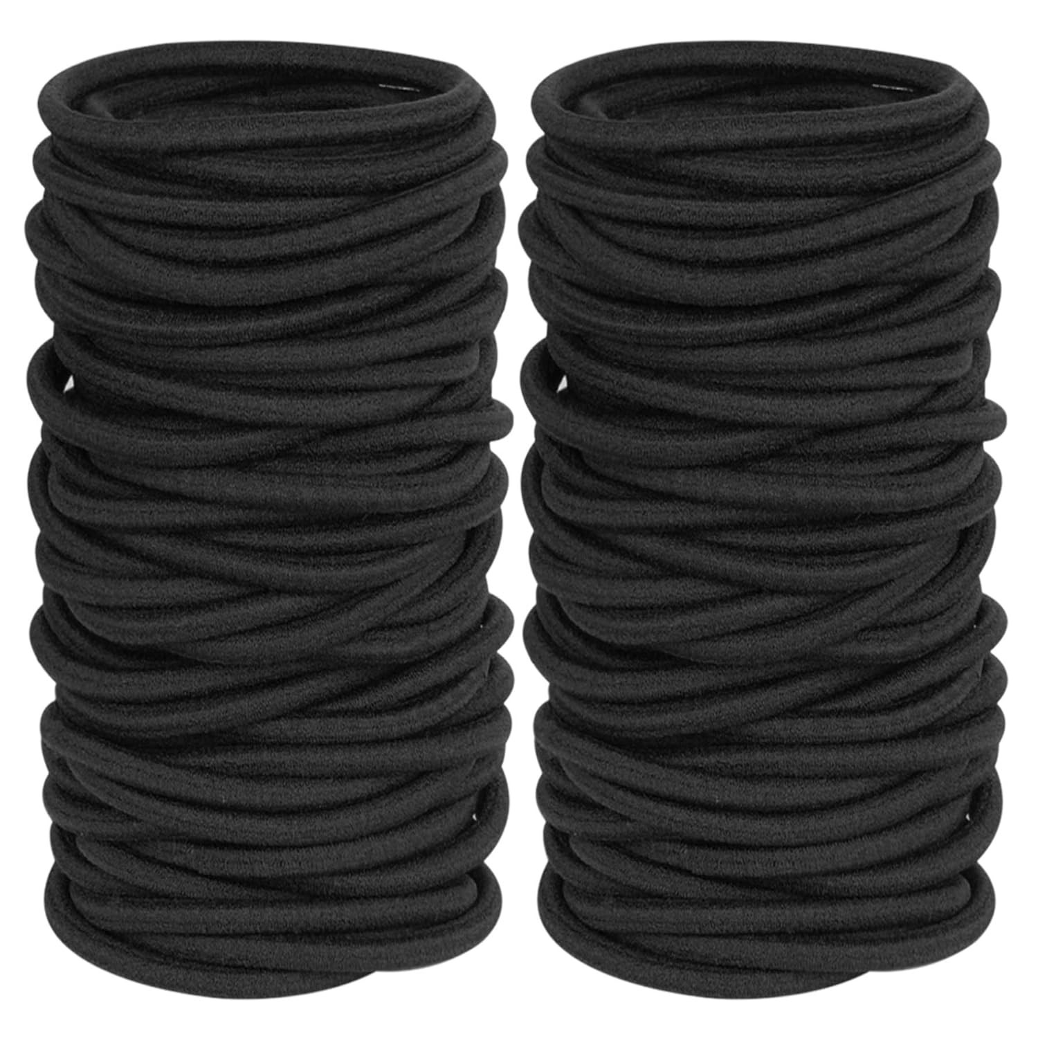 120 Pieces Black Hair Ties for Thick and Curly Hair Ponytail Holders Hair Elastic Band for Women or Men(4mm) | Amazon (US)