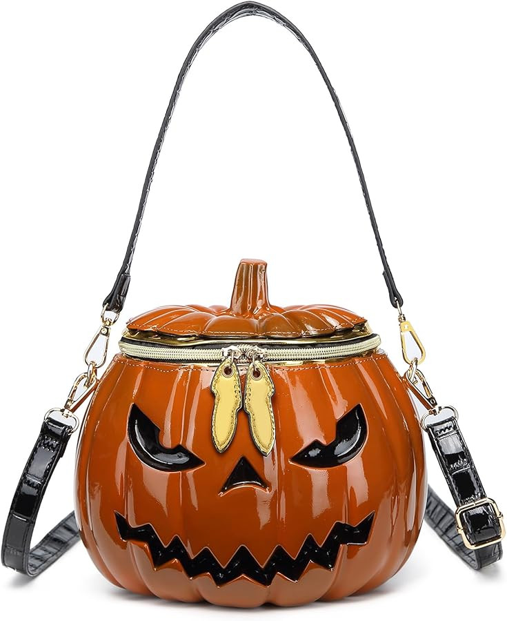 Women Pumpkin Shaped Crossbody Shoulder Bag Unique Weird PVC Handbag Novelty Halloween Pumpkin Pu... | Amazon (US)