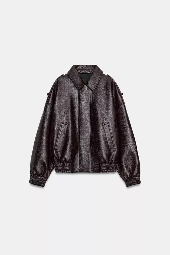 LEATHER EFFECT BOMBER JACKET ZW COLLECTION | Zara UK
