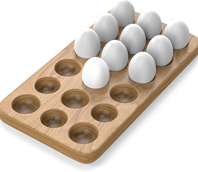 Wooden Egg Holder Kitchen Storage - for Refrigerator, Wood Tray Also Suitable for Countertop Stor... | Amazon (US)