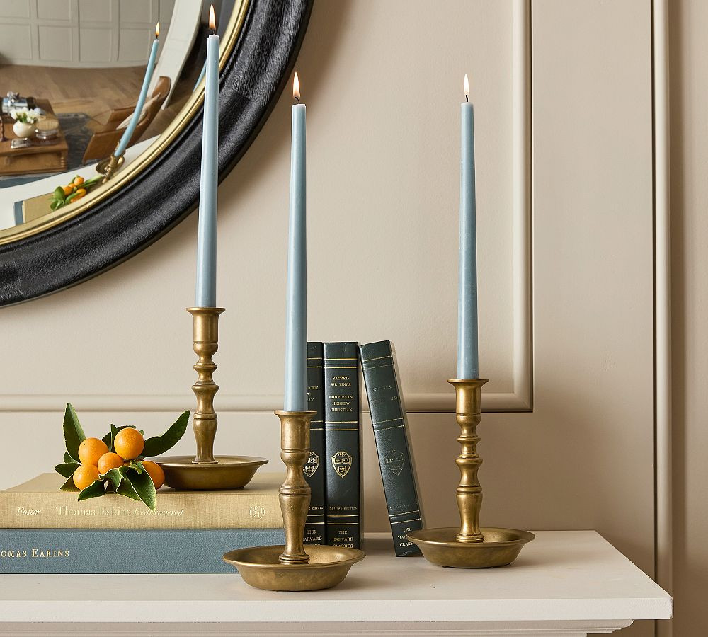 Chris Loves Julia Brass Candlestick With Bowl | Pottery Barn (US)