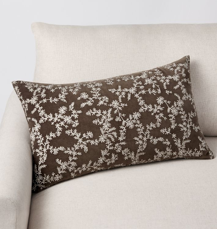 Botanical Embroidered Velvet Pillow Cover | Rejuvenation