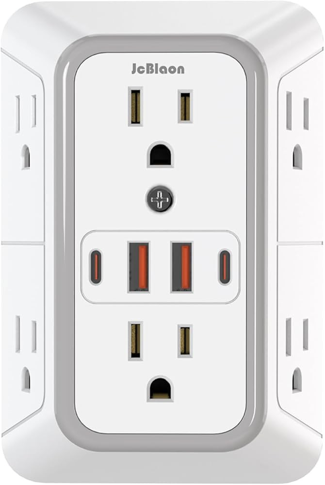 Amazon.com: JcBlaon Outlet Extender Surge Protector - 6 Outlet Splitter with 4 USB Ports (2 USB C... | Amazon (US)