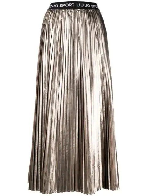 metallic pleated skirt | Farfetch (US)