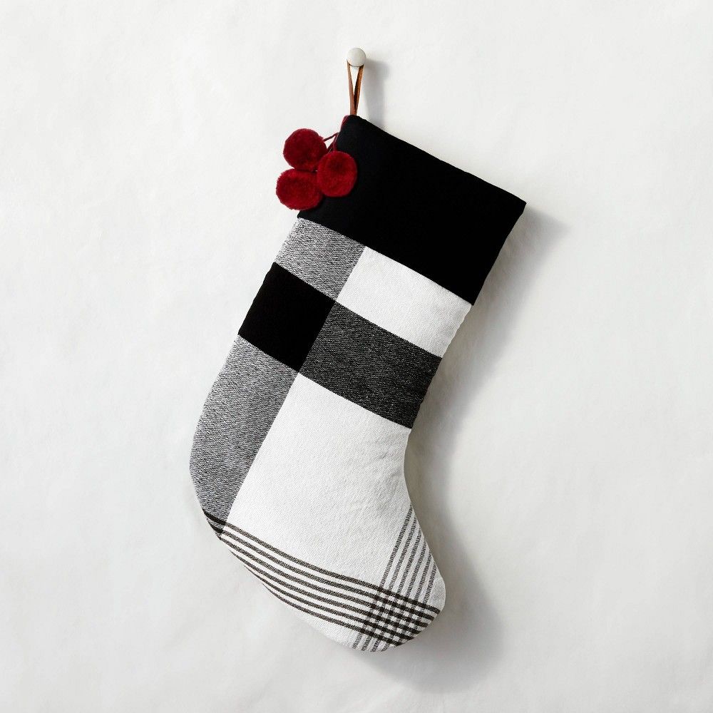 Holiday Stocking Black/White Plaid - Hearth & Hand with Magnolia | Target