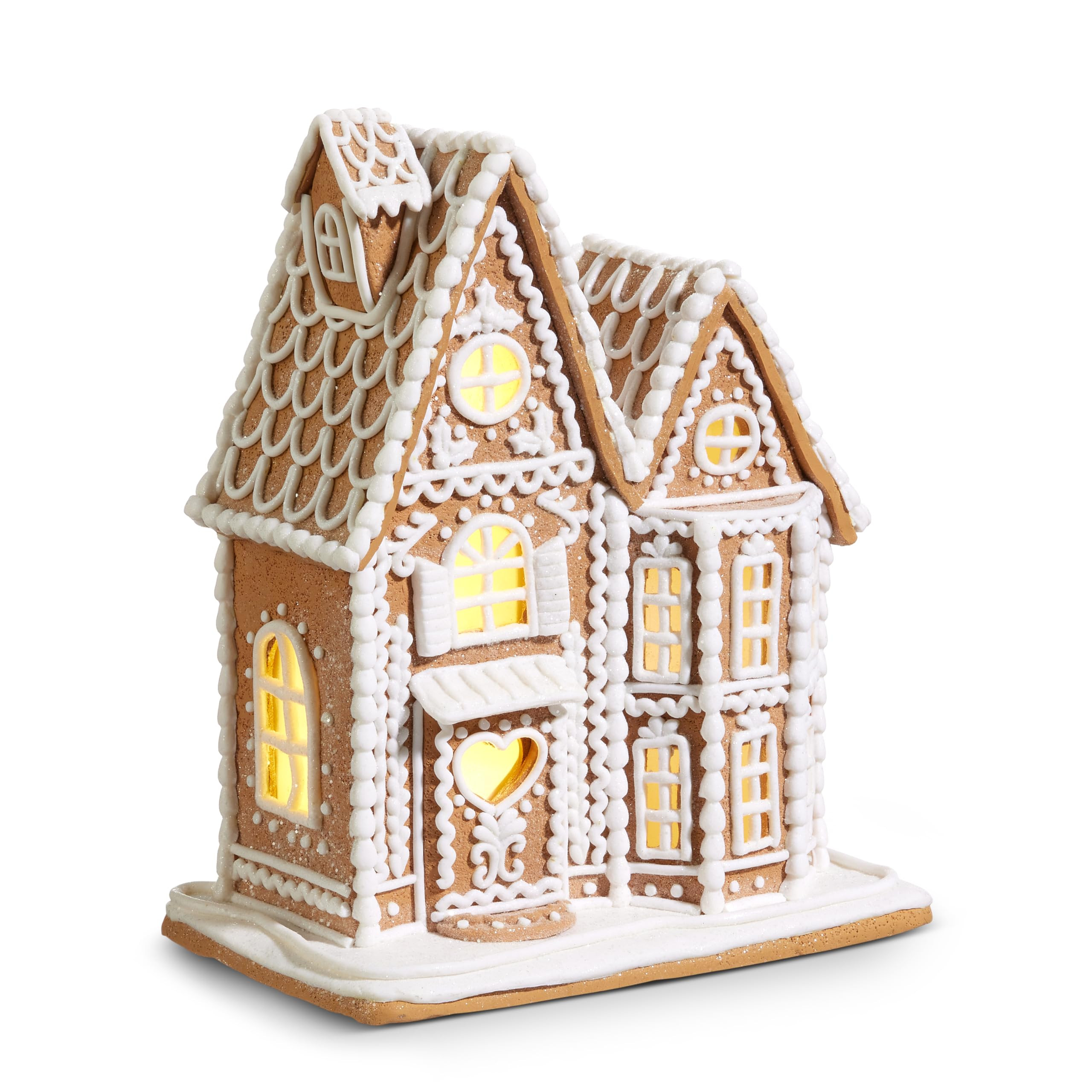 One Holiday Way 12-Inch Lighted Brown & White Gingerbread House - Decorative Elegant Light Up Fau... | Amazon (US)