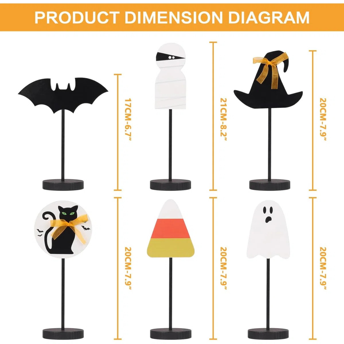 Halloween Decorations, 6PCS Sign Tabletop Centerpieces Decorations Include Ghost/Bat/Black Cat/Wi... | Wayfair North America