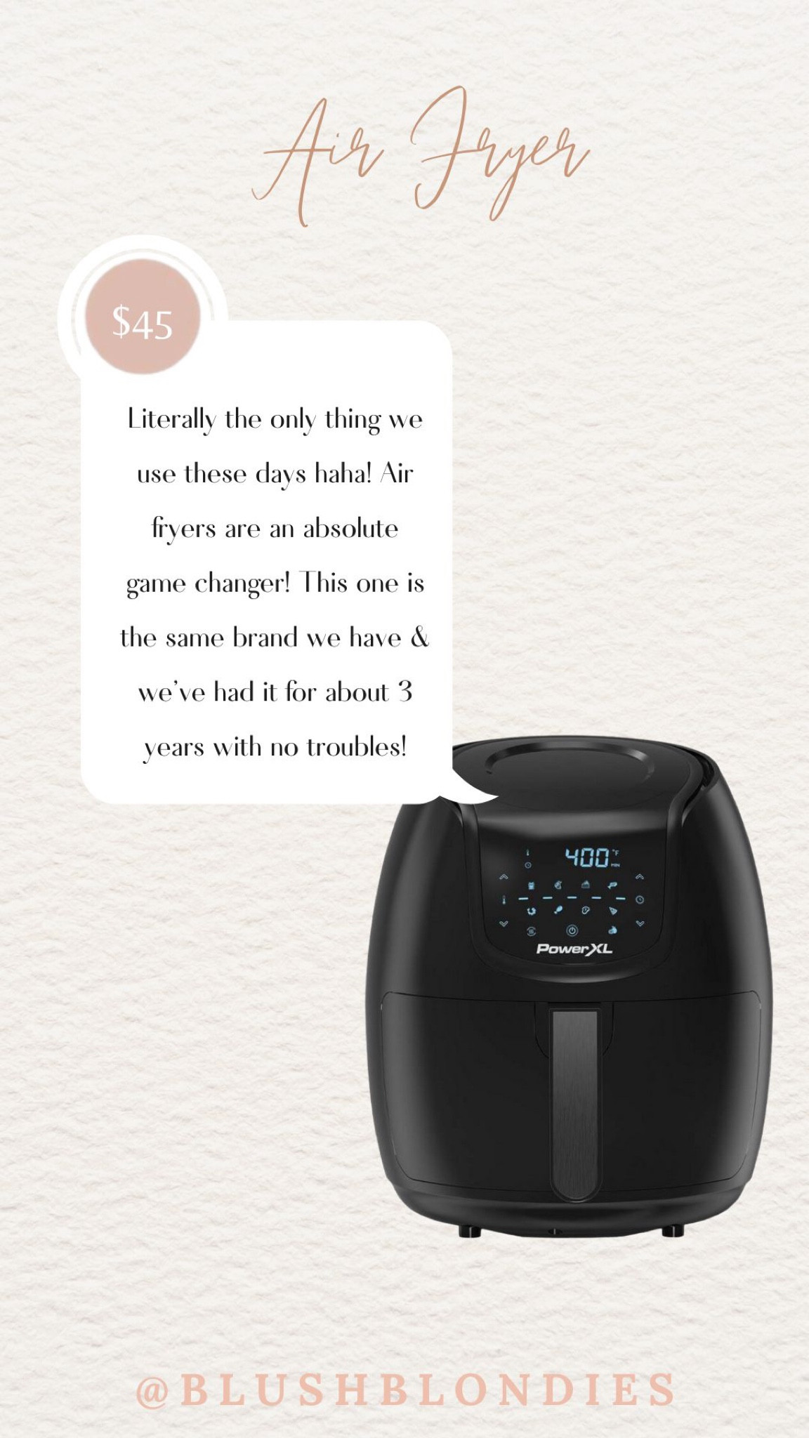 If you don’t own an air fryer, what are you doing?? We use our air fryer almost every night. It makes cooking so much easier and healthier as well. This one is only $45 and it’s the same brand as the one we have. We’ve had it for three years and had never had any issues! 

#LTKhome #LTKunder50 #LTKCyberweek