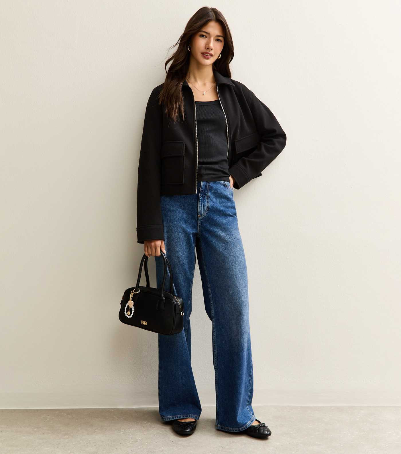 Black Scoop Neck Long Sleeve Ribbed Top | New Look | New Look (UK)