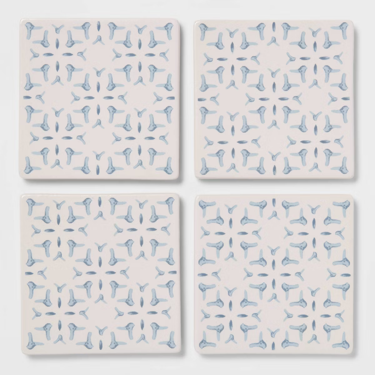 4pk Stoneware Stamp Coasters Light Blue - Threshold™: Traditional Drink Coasters, Hand Wash, 4"... | Target