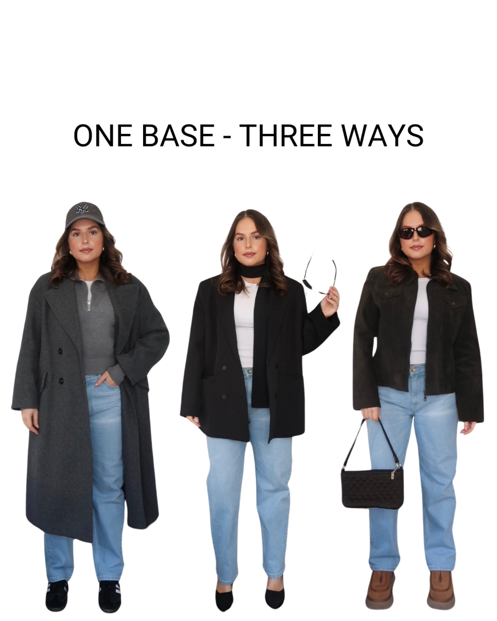 white tshirt and jeans styled 3 different ways 

#LTKmidsize #LTKfindsunder100 #LTKstyletip