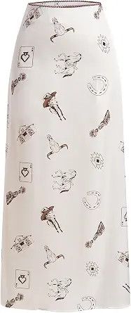 Women's Vintage High Waisted Maxi Skirt Western Print Cowgirl Party Rave Skirts Streetwear | Amazon (US)