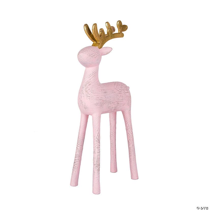 National Tree Company First Traditions™ 12" Woodgrain Reindeer Decor, Pink | Oriental Trading Company