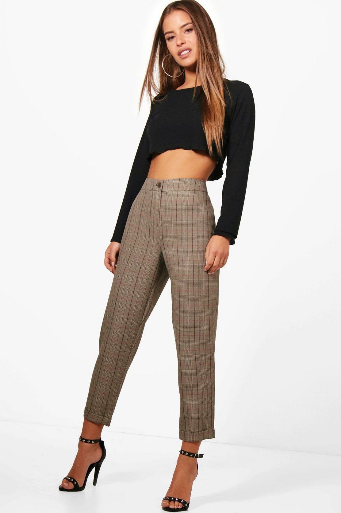 Petite  Checked Tapered Trouser | Boohoo | Boohoo.com (US & CA)