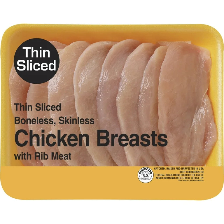 Freshness Guaranteed Thin-Sliced Boneless Skinless Chicken Breasts, 25g Protein Per 4 oz Serving,... | Walmart (US)