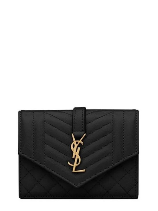 Saint Laurent Quilted Logo Plaque Wallet | Cettire Global